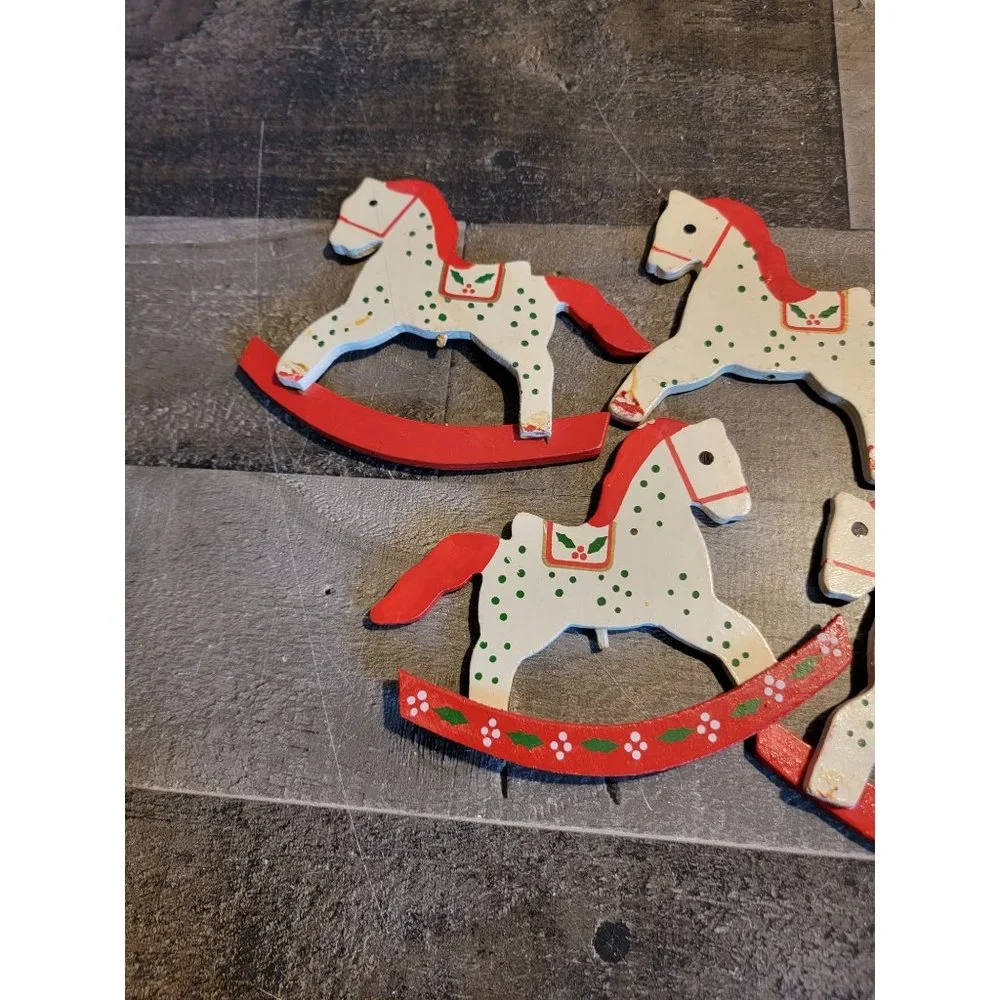 Wooden Rocking Horse‎ AS IS xmas decor set